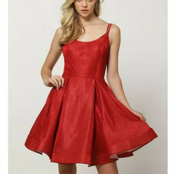 Short glitter royal,red,silver dress .