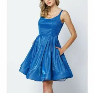 Short glitter royal,red,silver dress .
