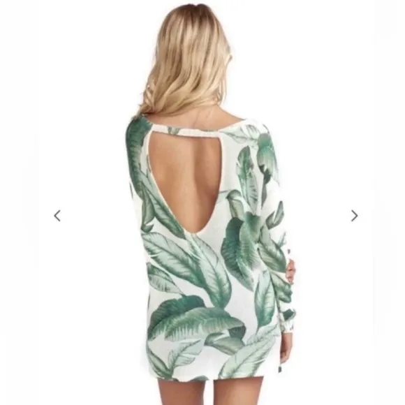 Show Me Your MuMu Palm Leaf Tropical Bonfire Sweater Size Small