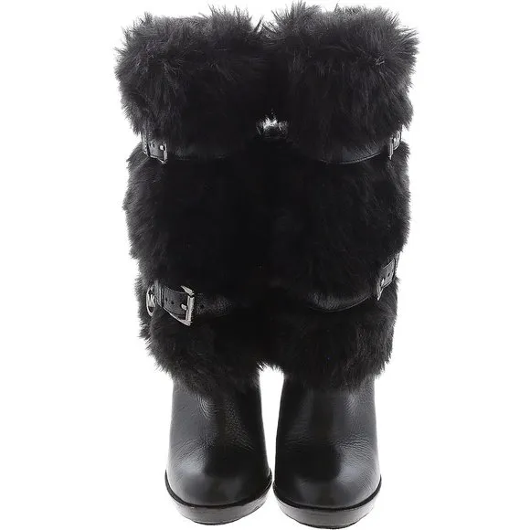 💥SHOWSTOPPER💥 MICHAEL KORS Genuine Leather Fur Boots in Black