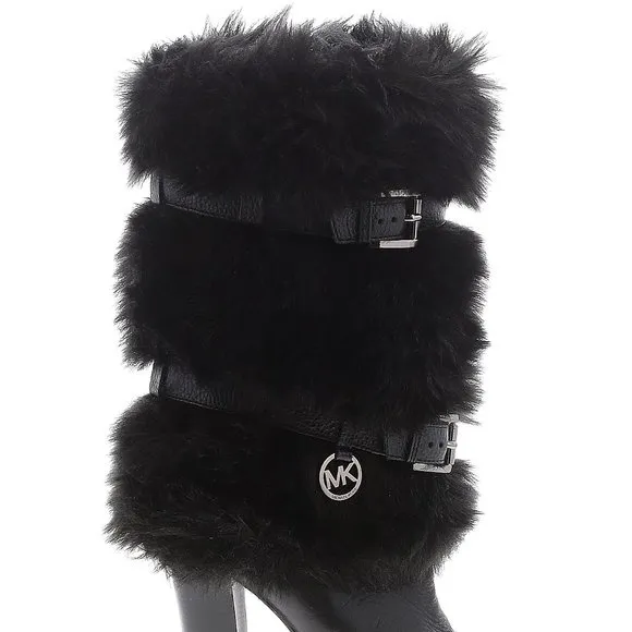💥SHOWSTOPPER💥 MICHAEL KORS Genuine Leather Fur Boots in Black