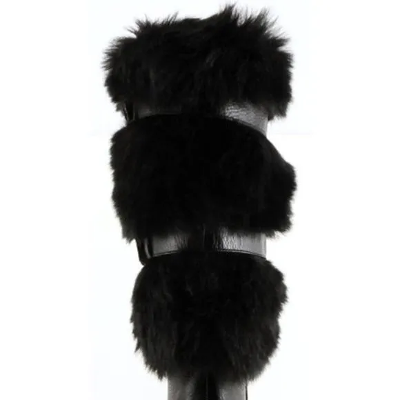 💥SHOWSTOPPER💥 MICHAEL KORS Genuine Leather Fur Boots in Black