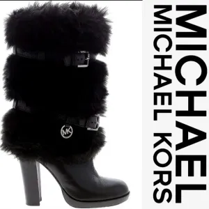 💥SHOWSTOPPER💥 MICHAEL KORS Genuine Leather Fur Boots in Black