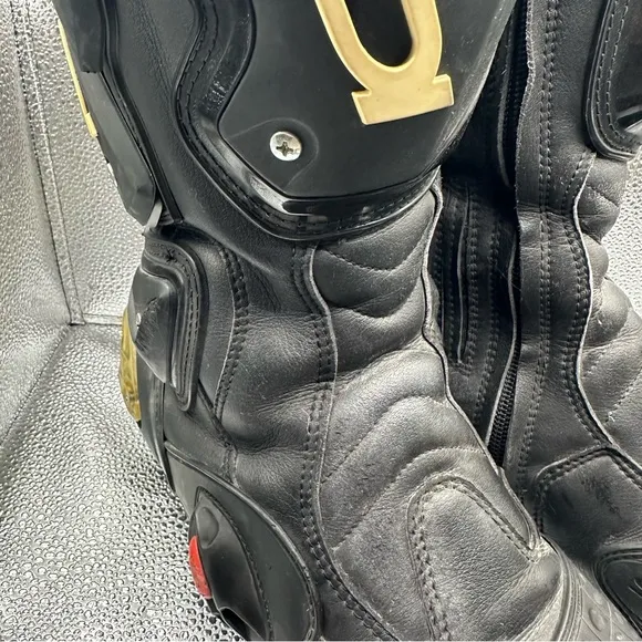 Sidi Men's Motorcycle Biker Riding Black Leather Boots Pull On Zip Size 9.5 US