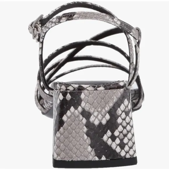 Sigerson Morrison Ellia Gray Snake Leather Ankle Strap Heeled Sandals Pumps 38