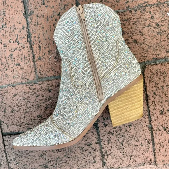 Silver Ankle Cowboy Boots Booties AI