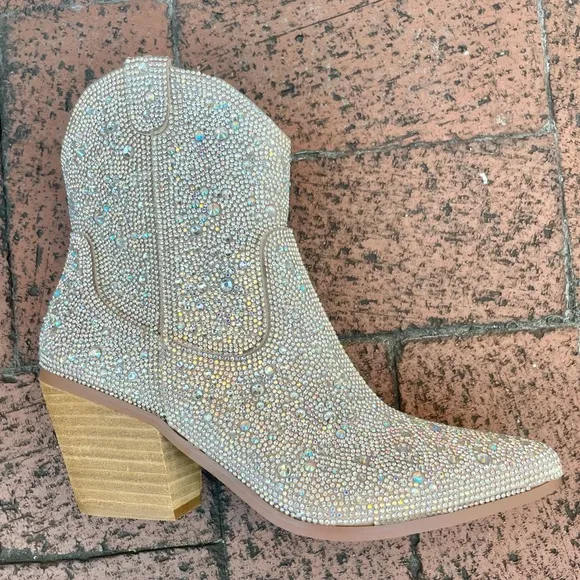 Silver Ankle Cowboy Boots Booties AI
