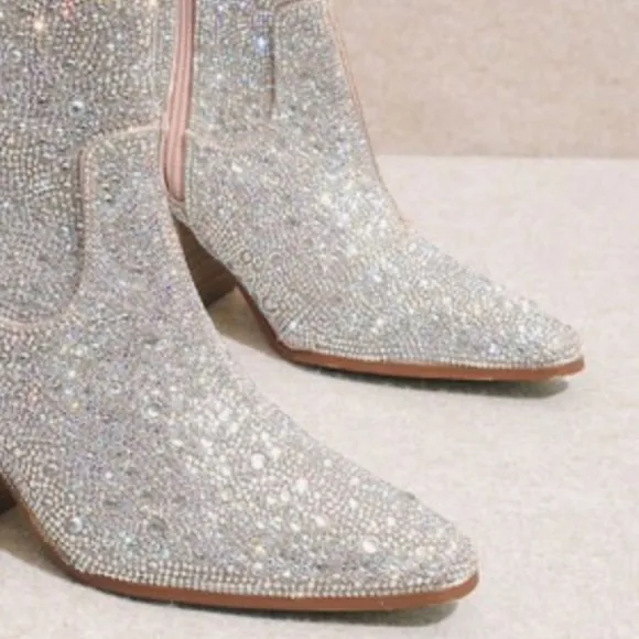 Silver Ankle Cowboy Boots Booties AI