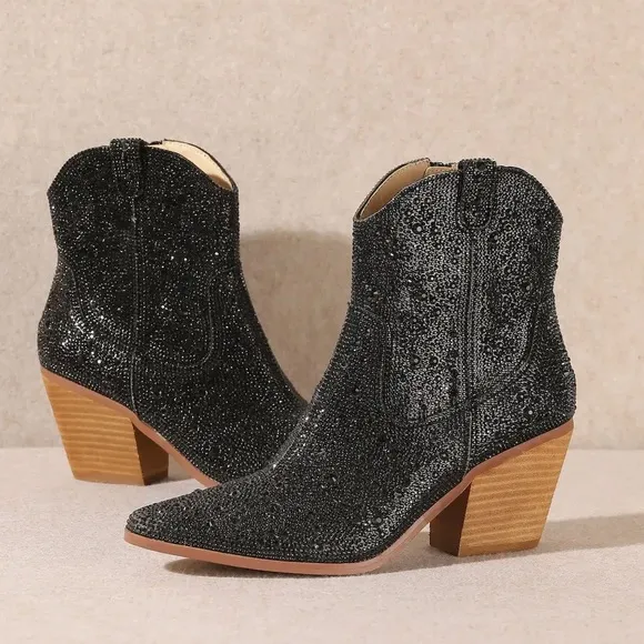 Silver Ankle Cowboy Boots Booties AI