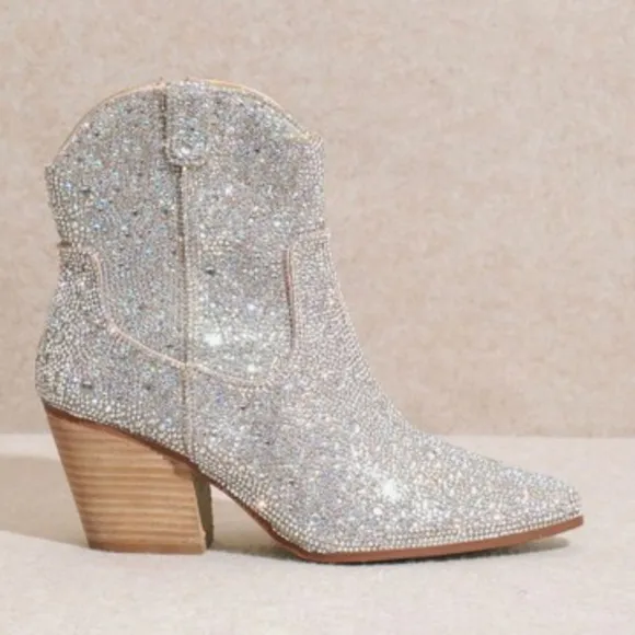 Silver Ankle Cowboy Boots Booties AI