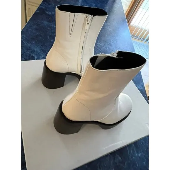 Simon Miller Raid Leather Platform Ankle Boots White Women’s EU 36/US 6 $590
