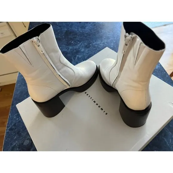 Simon Miller Raid Leather Platform Ankle Boots White Women’s EU 36/US 6 $590