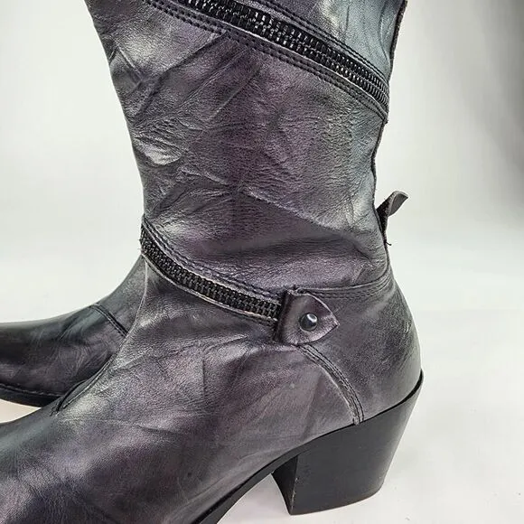 Siren By Mark Nason Rock Knee High Boots US 7 Women's Black Dragon Zip Around