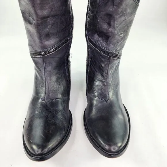 Siren By Mark Nason Rock Knee High Boots US 7 Women's Black Dragon Zip Around