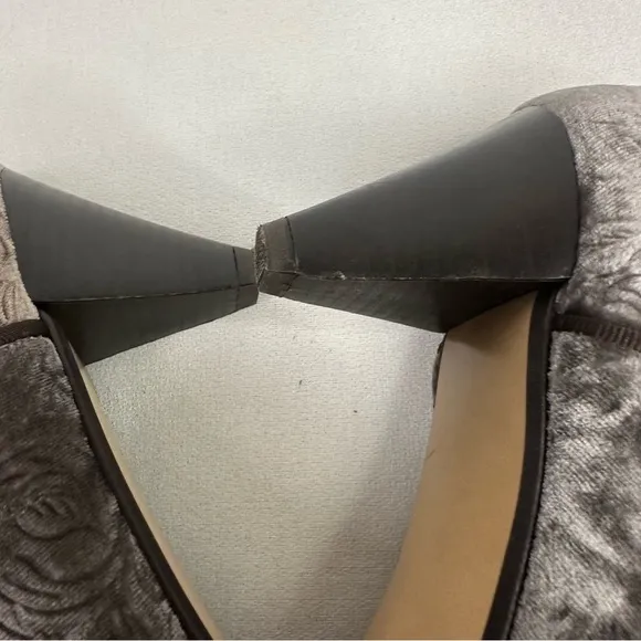 Sixtyseven Anthropologie Smoky Gray Velvet Floral Embossed Ankle Boots 6.5