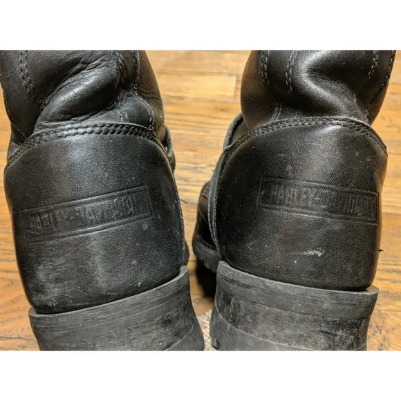 Size 11 Mens Harley Davidson Boots Faded Glory Black Leather 91003