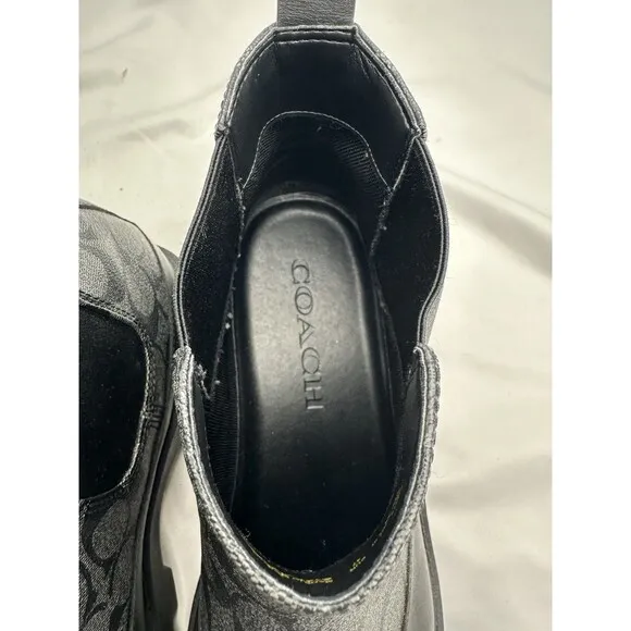 Size 13 Coach Men’s Citysole Signature Black Leather Boots CN346
