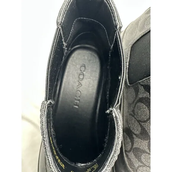 Size 13 Coach Men’s Citysole Signature Black Leather Boots CN346