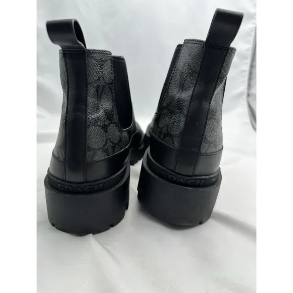 Size 13 Coach Men’s Citysole Signature Black Leather Boots CN346