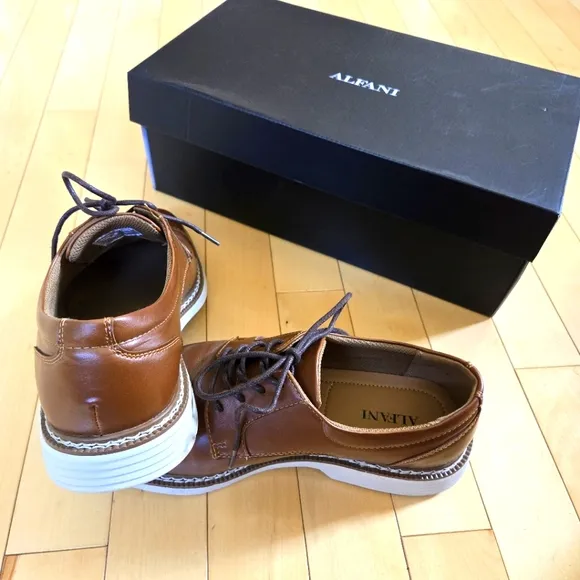 Size 8.5 M Alfani Tolland Stylish Brown Men's Oxford Dress Shoes