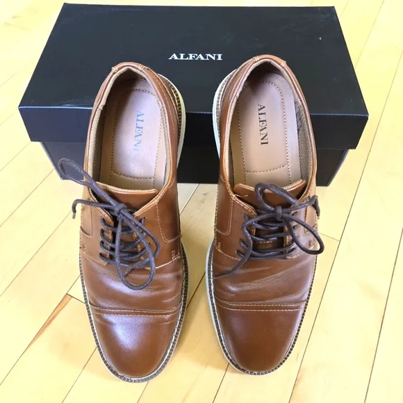 Size 8.5 M Alfani Tolland Stylish Brown Men's Oxford Dress Shoes