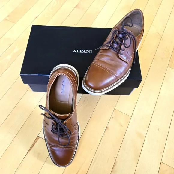 Size 8.5 M Alfani Tolland Stylish Brown Men's Oxford Dress Shoes