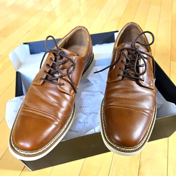Size 8.5 M Alfani Tolland Stylish Brown Men's Oxford Dress Shoes