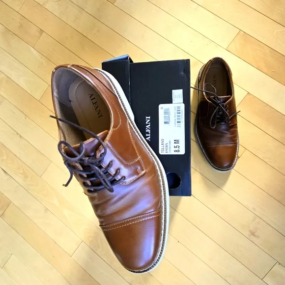 Size 8.5 M Alfani Tolland Stylish Brown Men's Oxford Dress Shoes
