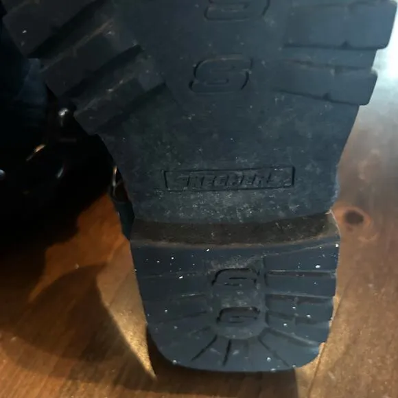 Skechers Boots Men's Size 9.5 Black Leather Verstal Villous Motorcycle Harness