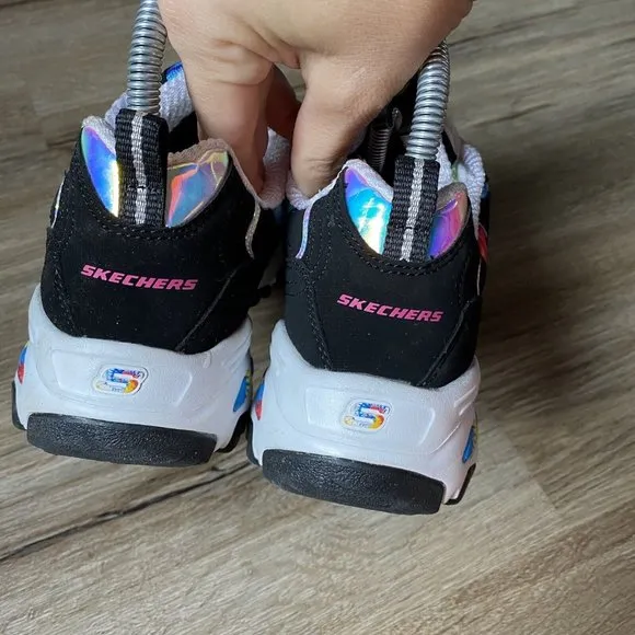 Skechers D’Lites Women's Rainbow Fiesta Black Athletic Sneakers Shoes Size 6.5