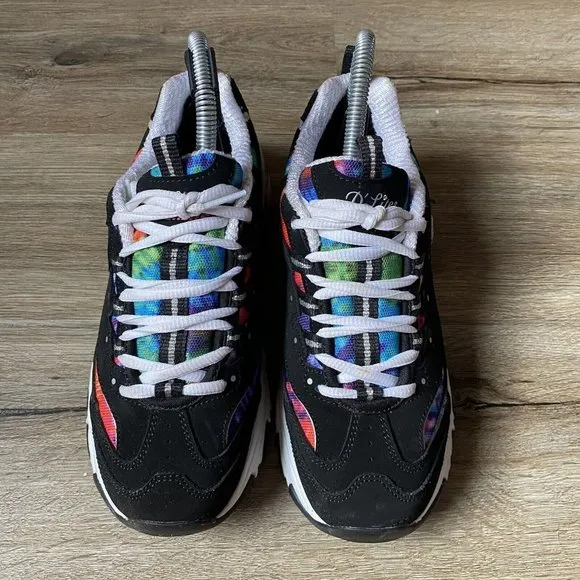 Skechers D’Lites Women's Rainbow Fiesta Black Athletic Sneakers Shoes Size 6.5
