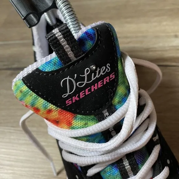 Skechers D’Lites Women's Rainbow Fiesta Black Athletic Sneakers Shoes Size 6.5