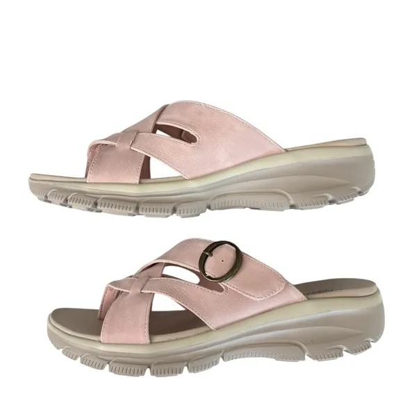 Skechers Easy Going Adjustable Vegan Sandals Sundown Blush Pink Womens Size 8.5