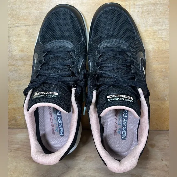 Skechers Flex Appeal 4.0 WATERPROOF Womens Size 10 Shoes Sneakers Black Peach