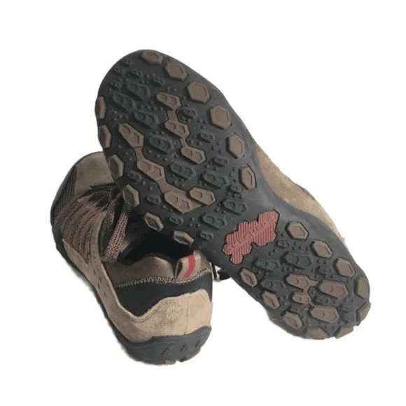 Skechers Men’s Leather/Textile Upper Brown Red Black Hiking Athletic Shoes 9