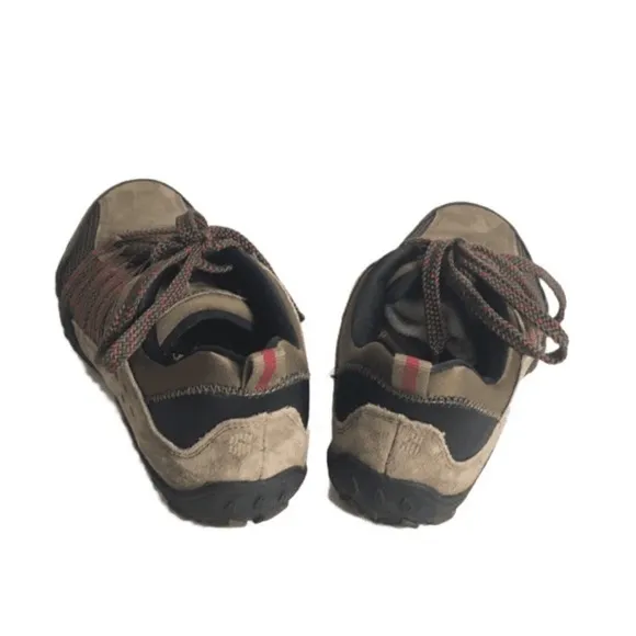 Skechers Men’s Leather/Textile Upper Brown Red Black Hiking Athletic Shoes 9