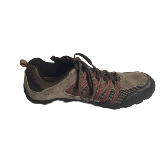 Skechers Men’s Leather/Textile Upper Brown Red Black Hiking Athletic Shoes 9