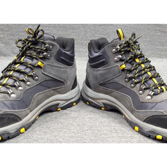 SKECHERS Mens Shoes - Gray/Yellow, Trego Pacifico, Waterproof, Hiking Boots, 8.5