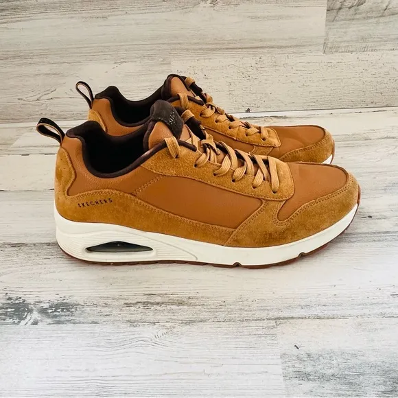 Skechers Men’s Size 10 Uno-Stacre Sneaker Design Lace Up Shoes Color-Whiskey
