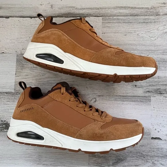 Skechers Men’s Size 10 Uno-Stacre Sneaker Design Lace Up Shoes Color-Whiskey