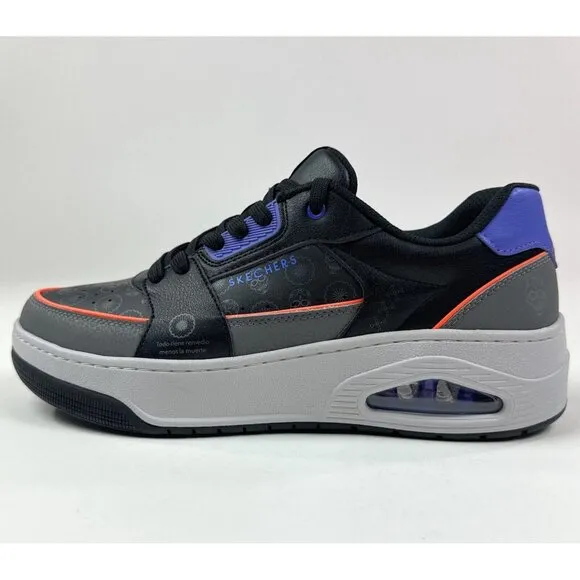 Skechers Street Dia De Los Muertos Men 10.5 Black Purple Shoes 183914 / BKMT New