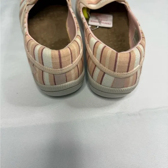 Skechers Women's Striped Slip-On Shoes - Pink and Cream