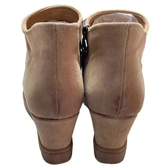 Sofft Siri Women 10 42 Barley Suede Wedge Ankle Boots Shoes Beige Waterproof NEW