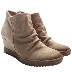 Sofft Siri Women 10 42 Barley Suede Wedge Ankle Boots Shoes Beige Waterproof NEW