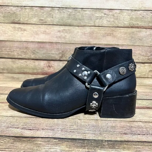 Sol Sana Black Leather Eddie ll Ankle Boots