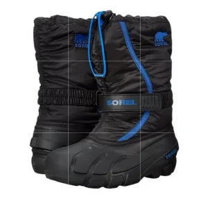 Sorel 12” Flurry Weather Snow Boots. Black and Royal.