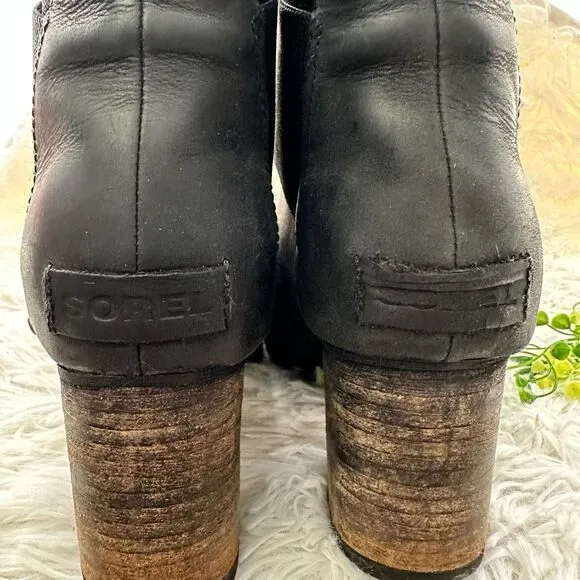 Sorel Addington Chelsea Ankle Boots Black Nubuck Leather Waterproof sz 8.5