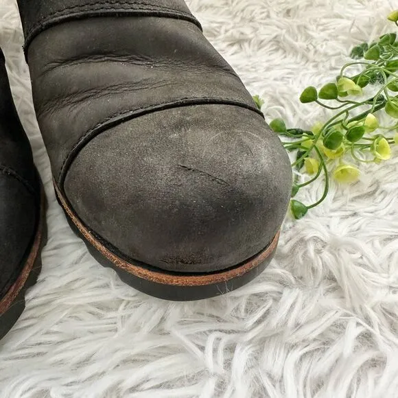 Sorel Addington Chelsea Ankle Boots Black Nubuck Leather Waterproof sz 8.5