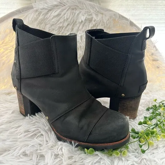 Sorel Addington Chelsea Ankle Boots Black Nubuck Leather Waterproof sz 8.5
