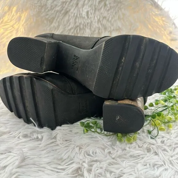 Sorel Addington Chelsea Ankle Boots Black Nubuck Leather Waterproof sz 8.5